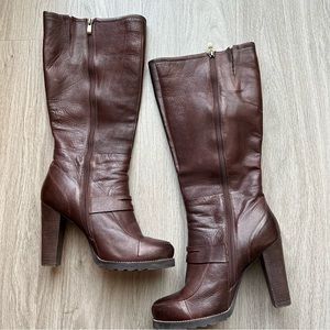 Vintage Real 100% leather Knee-high heeled boots